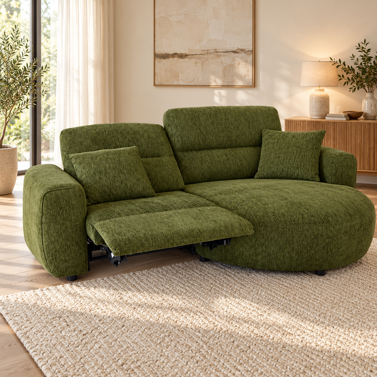 Denver Green Electric Recliner Right Hand