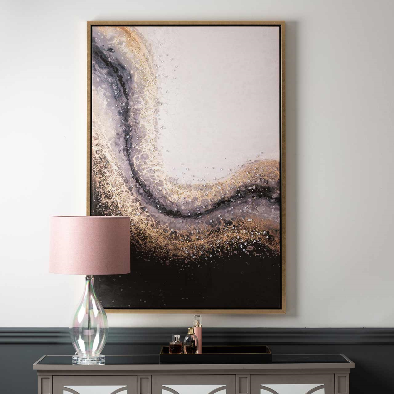 Black and Gold Framed Abstract Canvas Wall Art