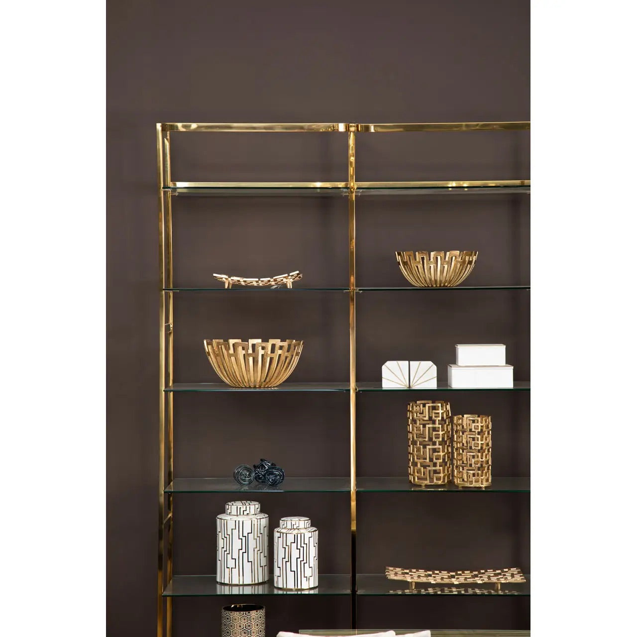 Horizon Bookshelf With Clear Glass Tiers