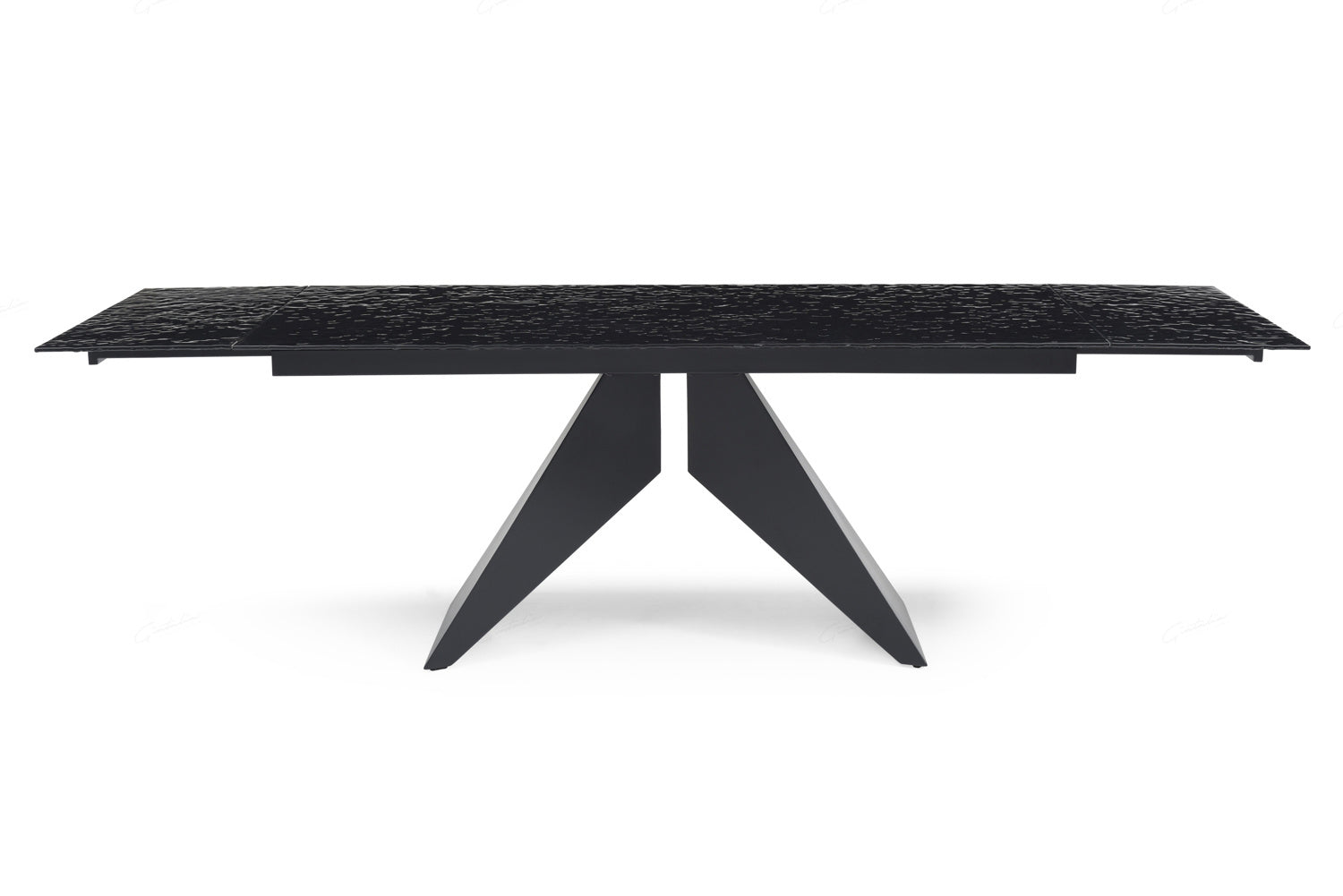 Silux Black Glass Extendable Table
