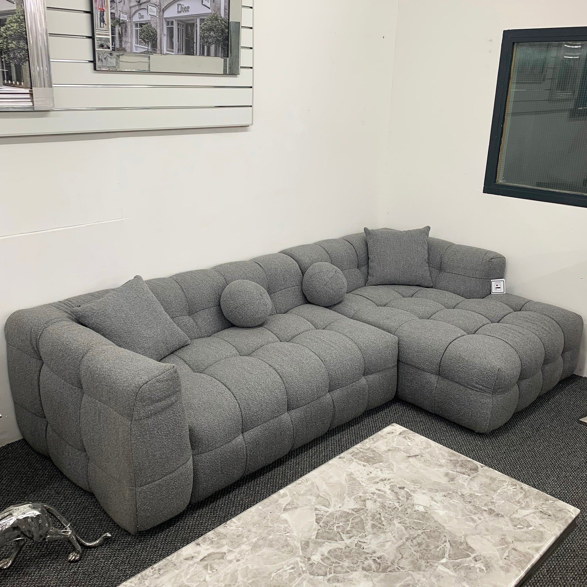 Grey Bubble Boucle Corner Sofa