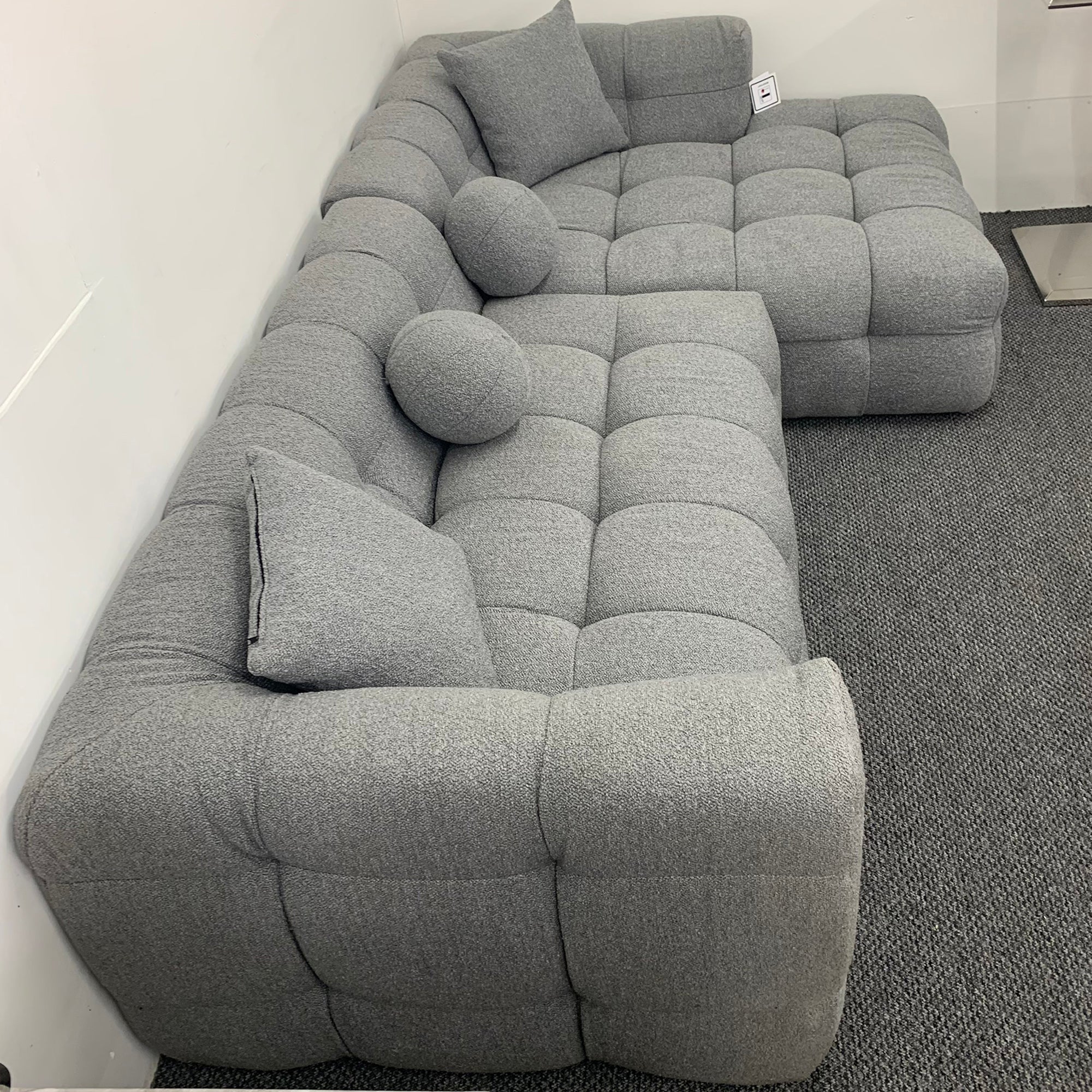 Grey Bubble Boucle Corner Sofa