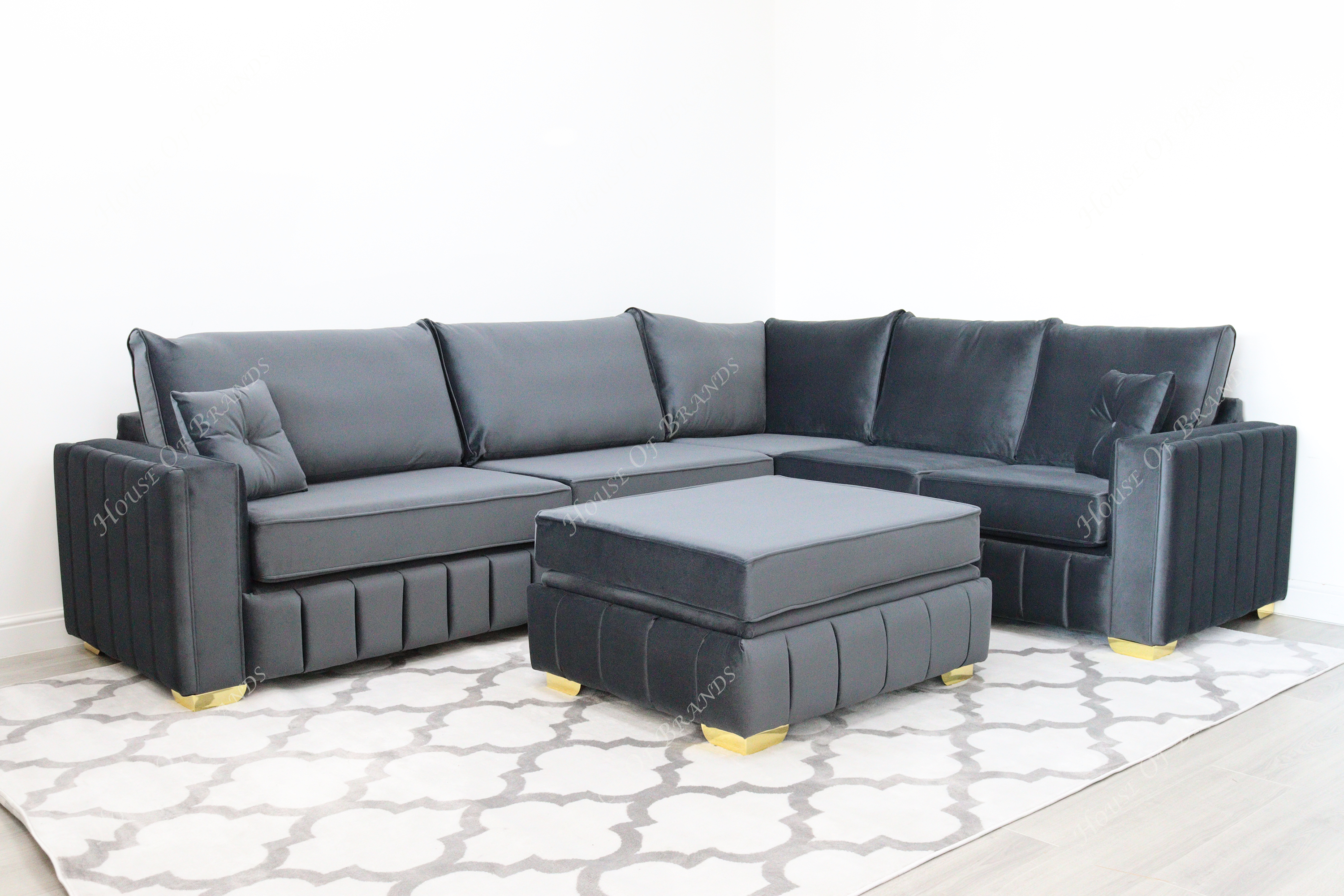 Beverly Malta Velvet Corner Sofa