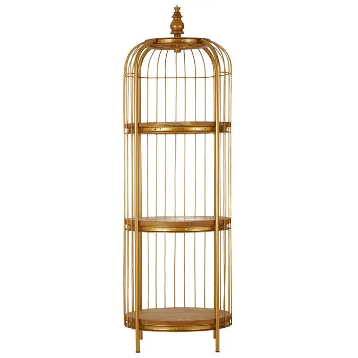 Mantis Medium Gold Finish Birdcage Shelf Unit