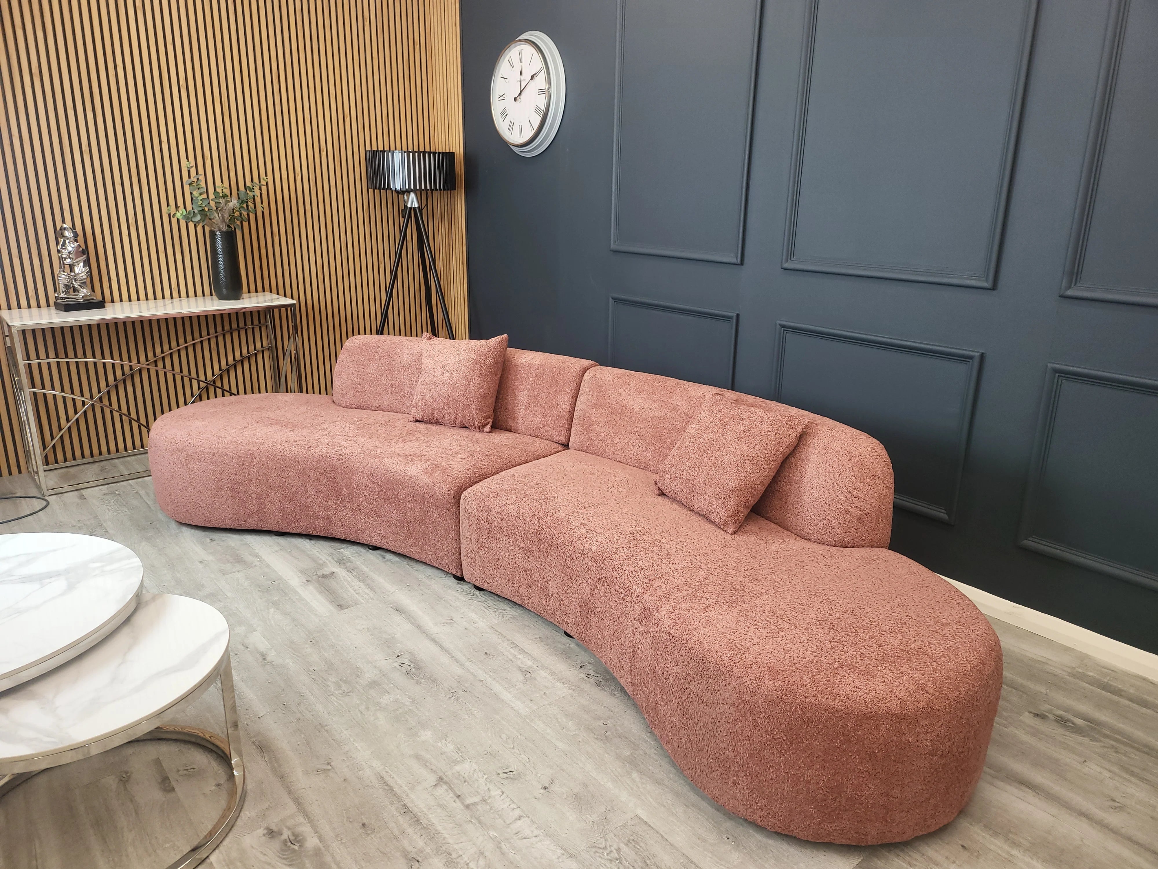 Blush Miami Curved Cinema Boucle Sofa