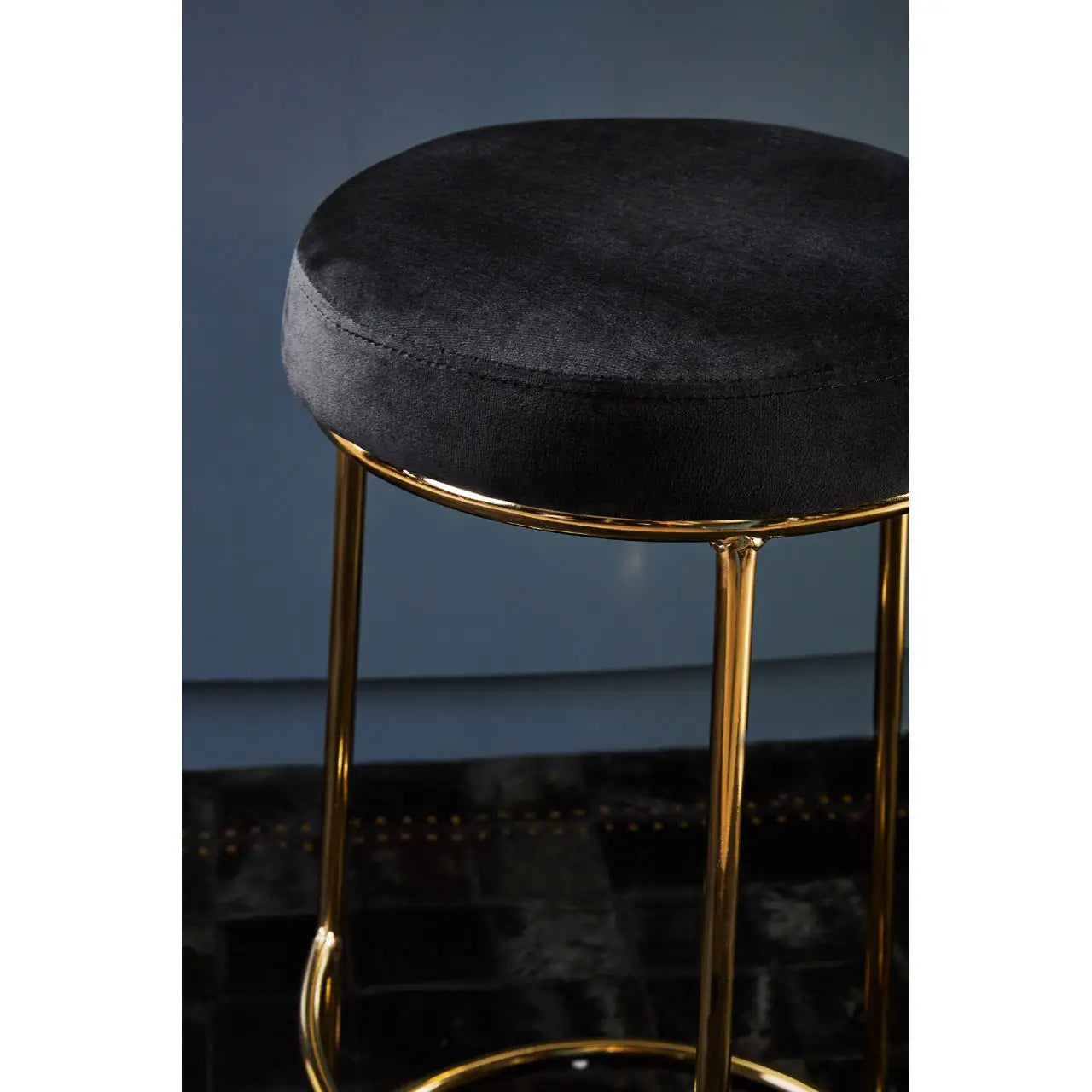 Maryland Black and Gold Velvet Tall Barstool