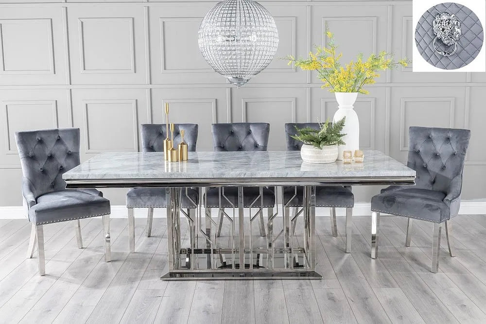 220cm Vortex Grey Marble Dining Table