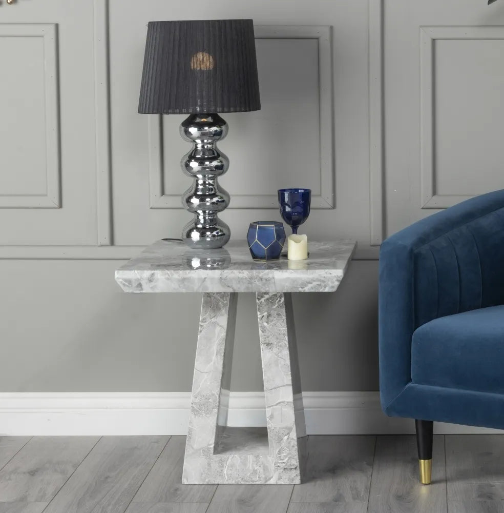 Milan Marble Side Table Grey
