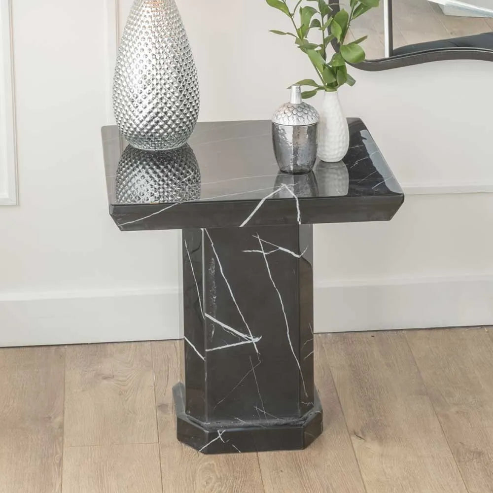 Nebula Marble Side Table Black