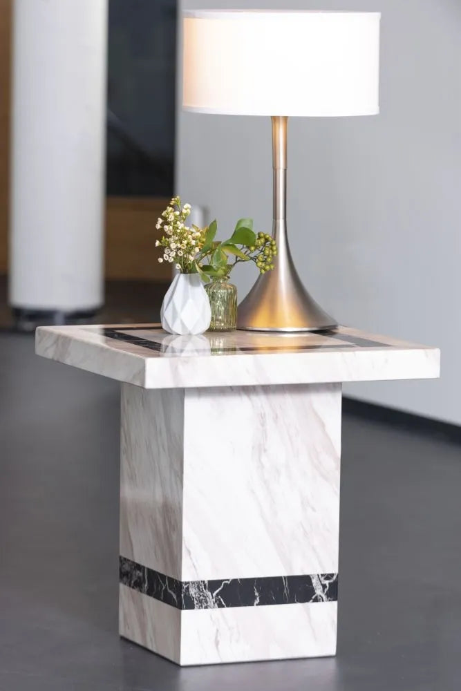 Lisbon Marble Side Table Cream