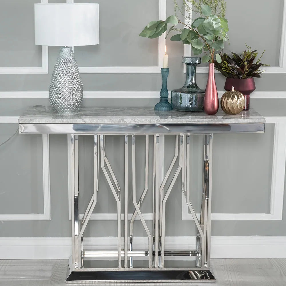 Vortex Marble Console Table Grey