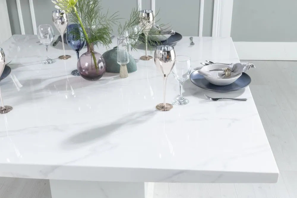Olympia White Marble Dining Table