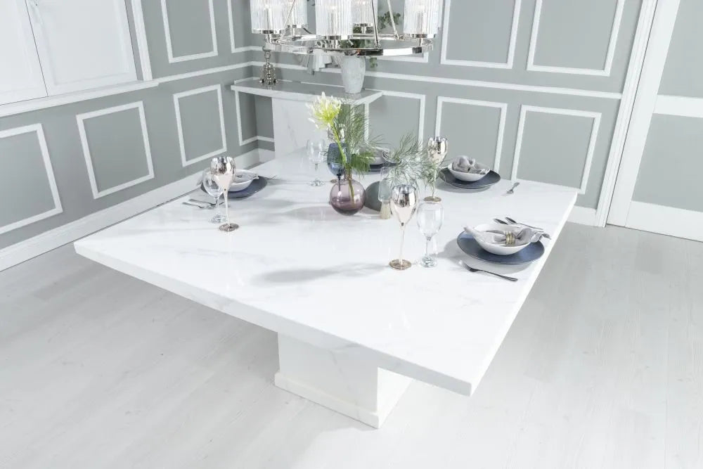 Olympia White Marble Dining Table