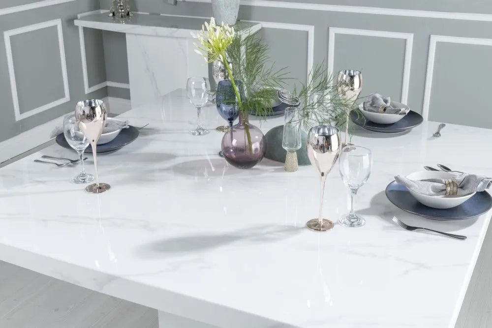 Olympia White Marble Dining Table