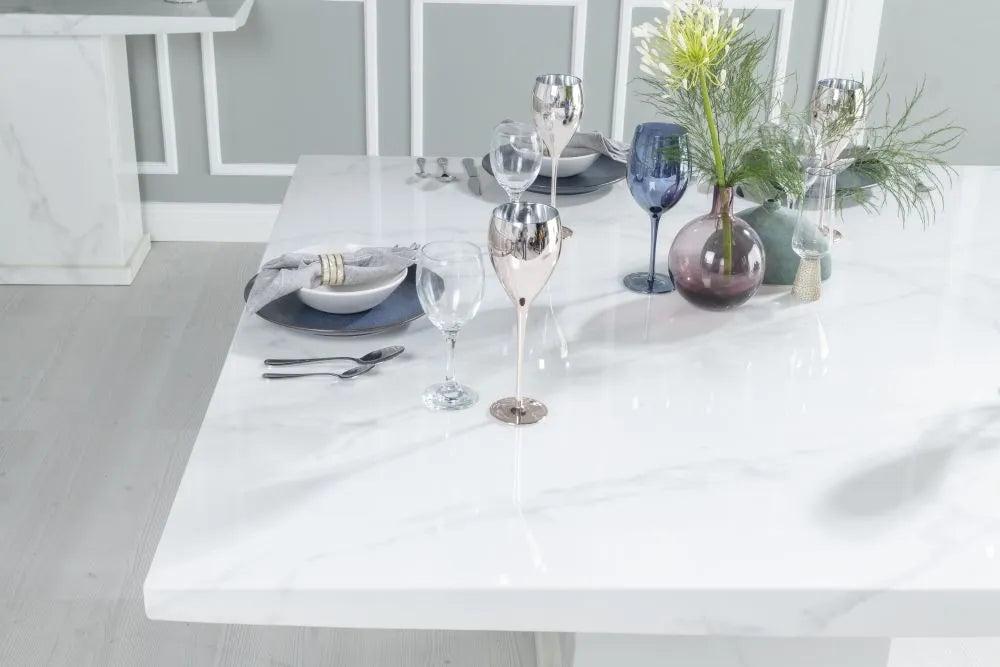 Olympia White Marble Dining Table