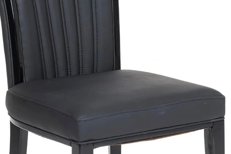 Pluto Beige Marble 200cm Dining Table with Cadiz Black Leather Dining Chairs