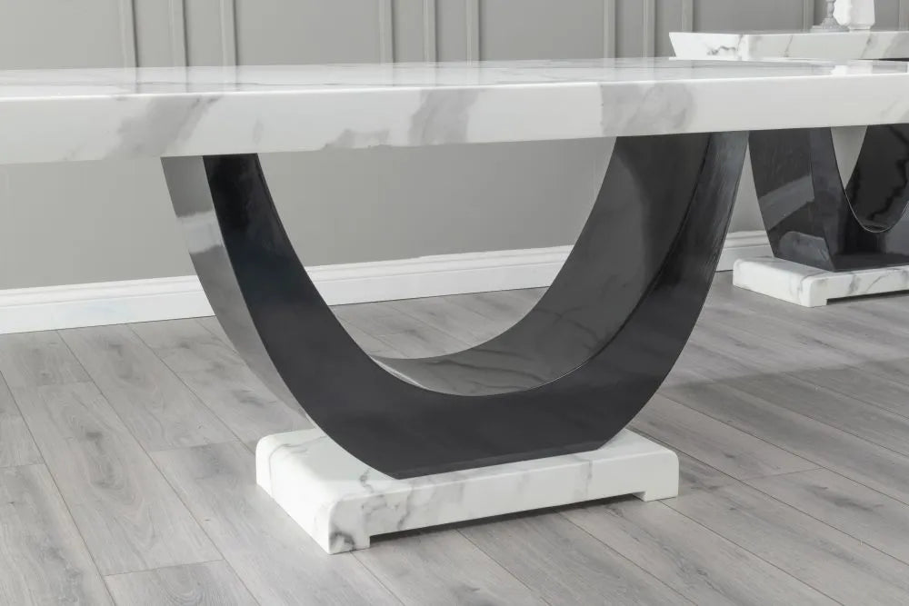 Omega White Marble & Black High Gloss Dining Table