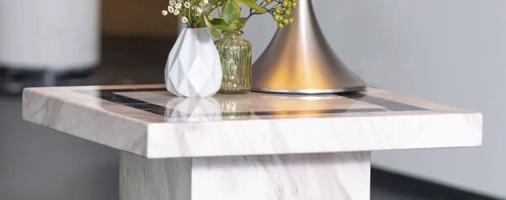 Lisbon Marble Side Table Cream