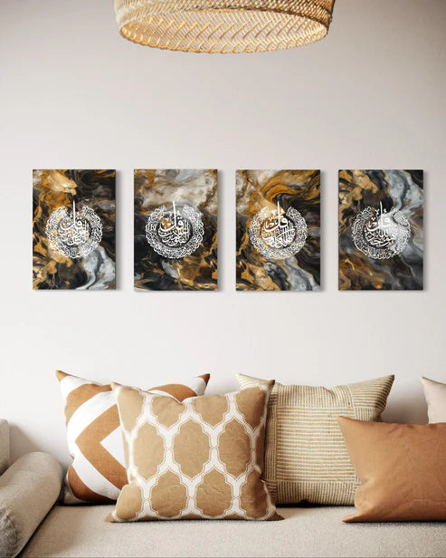 4 Quls Marble Abstract Canvas Set of 4