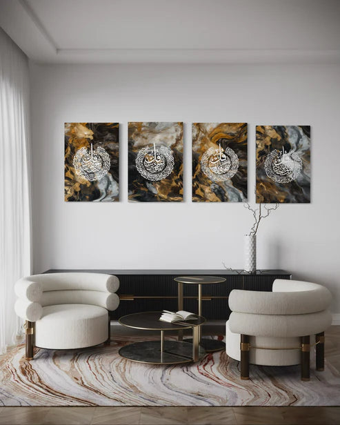 4 Quls Marble Abstract Canvas Set of 4