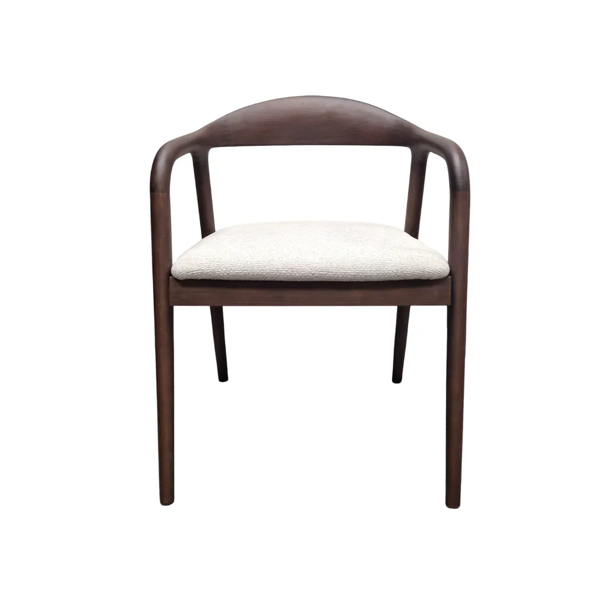 Tessa Walnut Dark Wooden Ivory Boucle Fabric Dining Chairs - Pairs