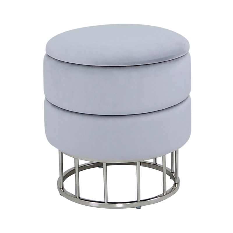 Grey Round Storage Stool