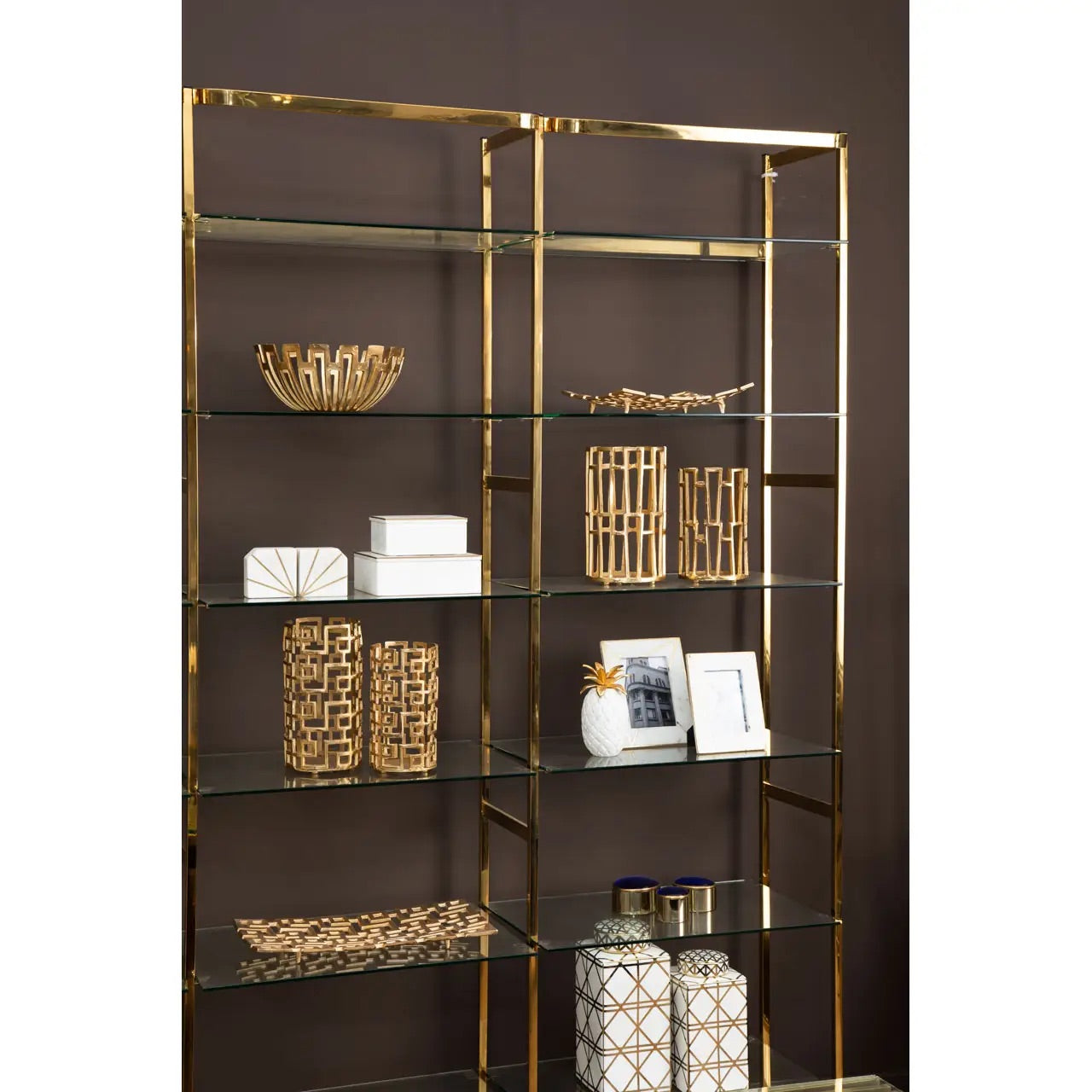 Horizon Bookshelf With Clear Glass Tiers