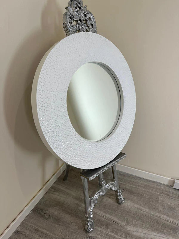 Roma Round Mirror White