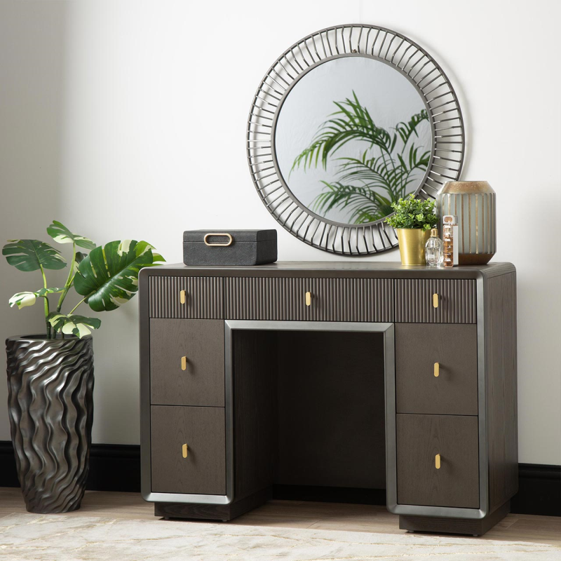 Amelie Smoke Grey Elm 7 Drawer Dressing Table