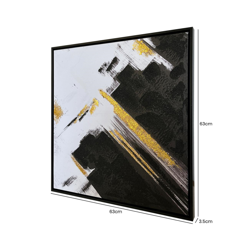 Framed Abstract Canvas Black White and Gold