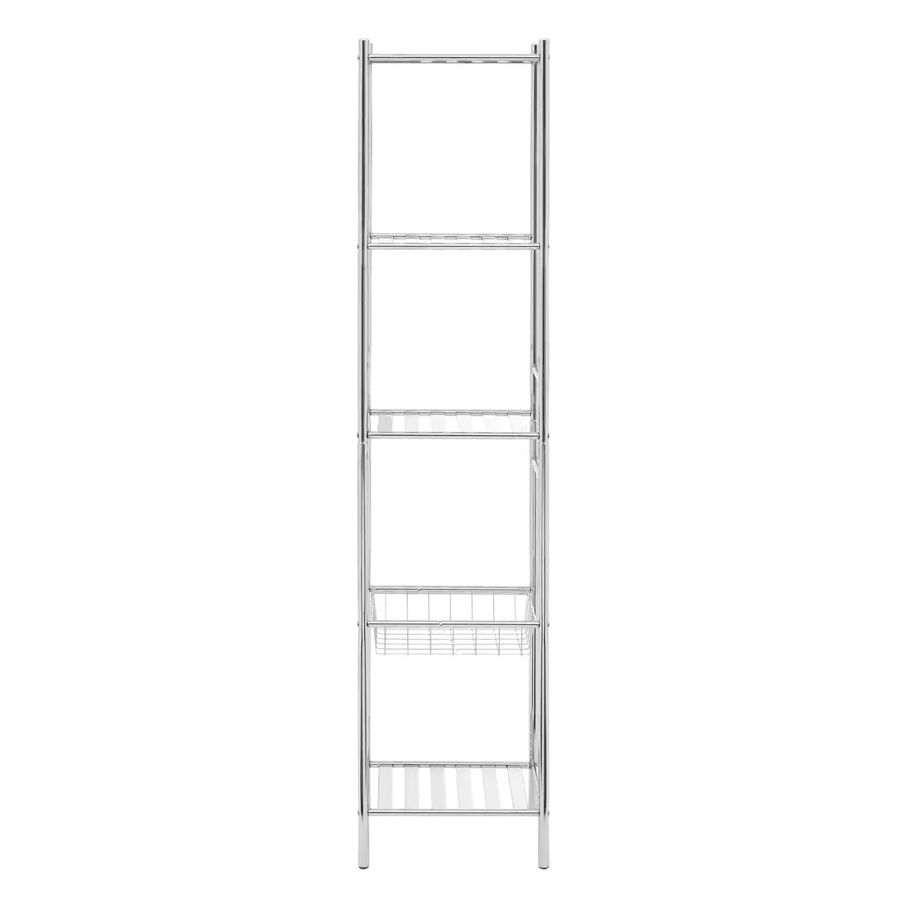 5 Tier Chrome Shelf Unit With Basket