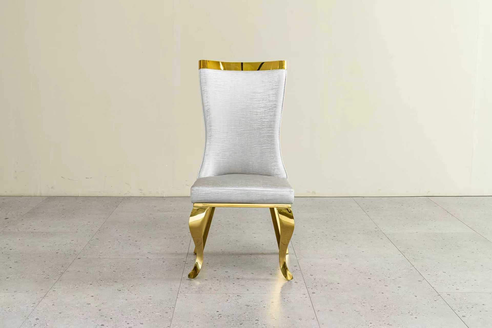 Samara Grey PU Leather Quilted Dining Chair with Gold Legs – Modern Glamour