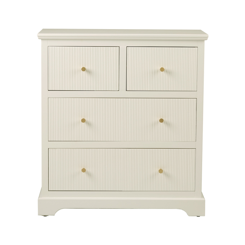 Lindon 4 Drawer Chest Cabinet White with Gold Handles