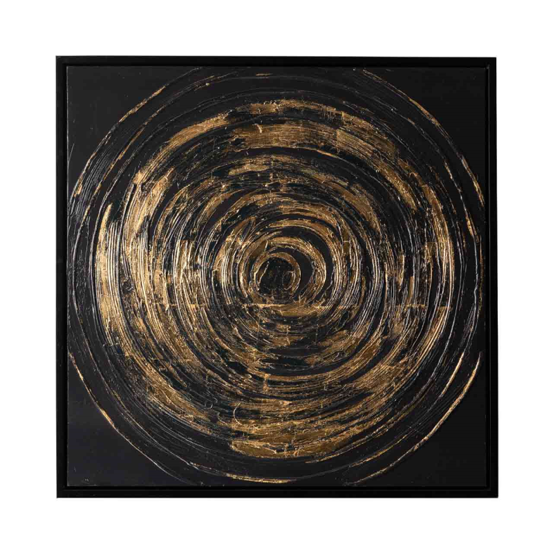 Dark Grey and Gold Framed Abstract Canvas Wall Art