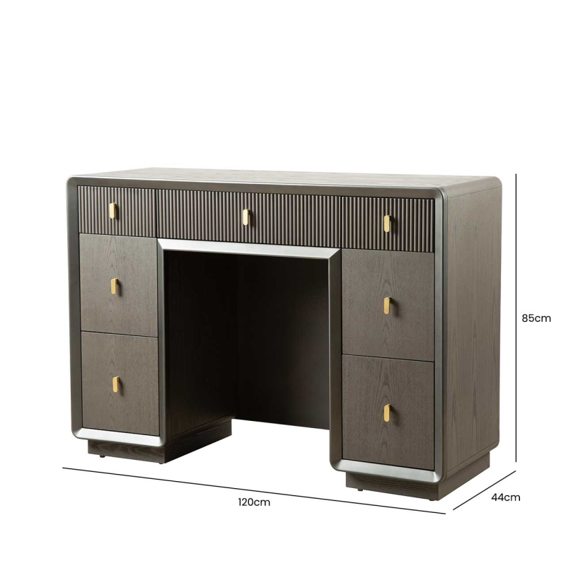 Amelie Smoke Grey Elm 7 Drawer Dressing Table