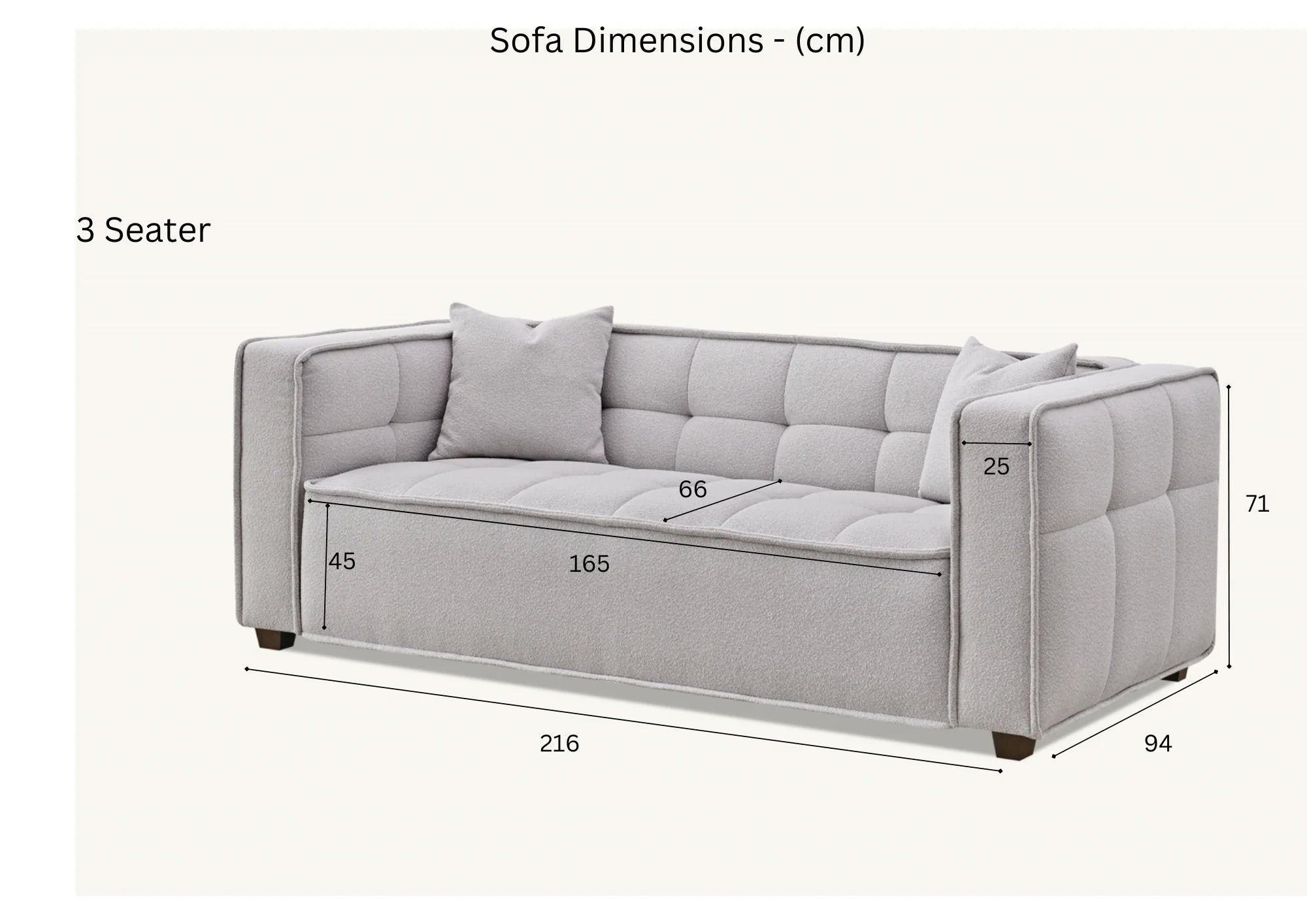 3 Seater Aluxo Murray Sofa Range in Putty Boucle Fabric