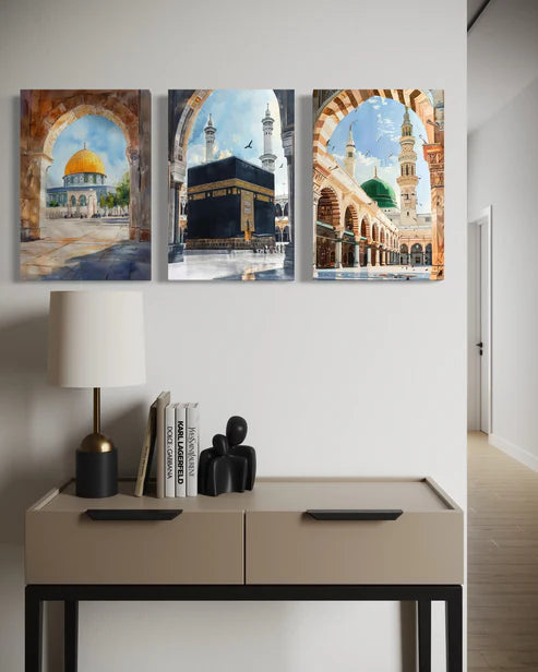 Al-Aqsa, Kaaba & Masjid an-Nabawi – Set of 3 Islamic Canvas