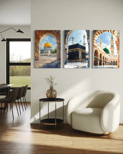 Al-Aqsa, Kaaba & Masjid an-Nabawi – Set of 3 Islamic Canvas