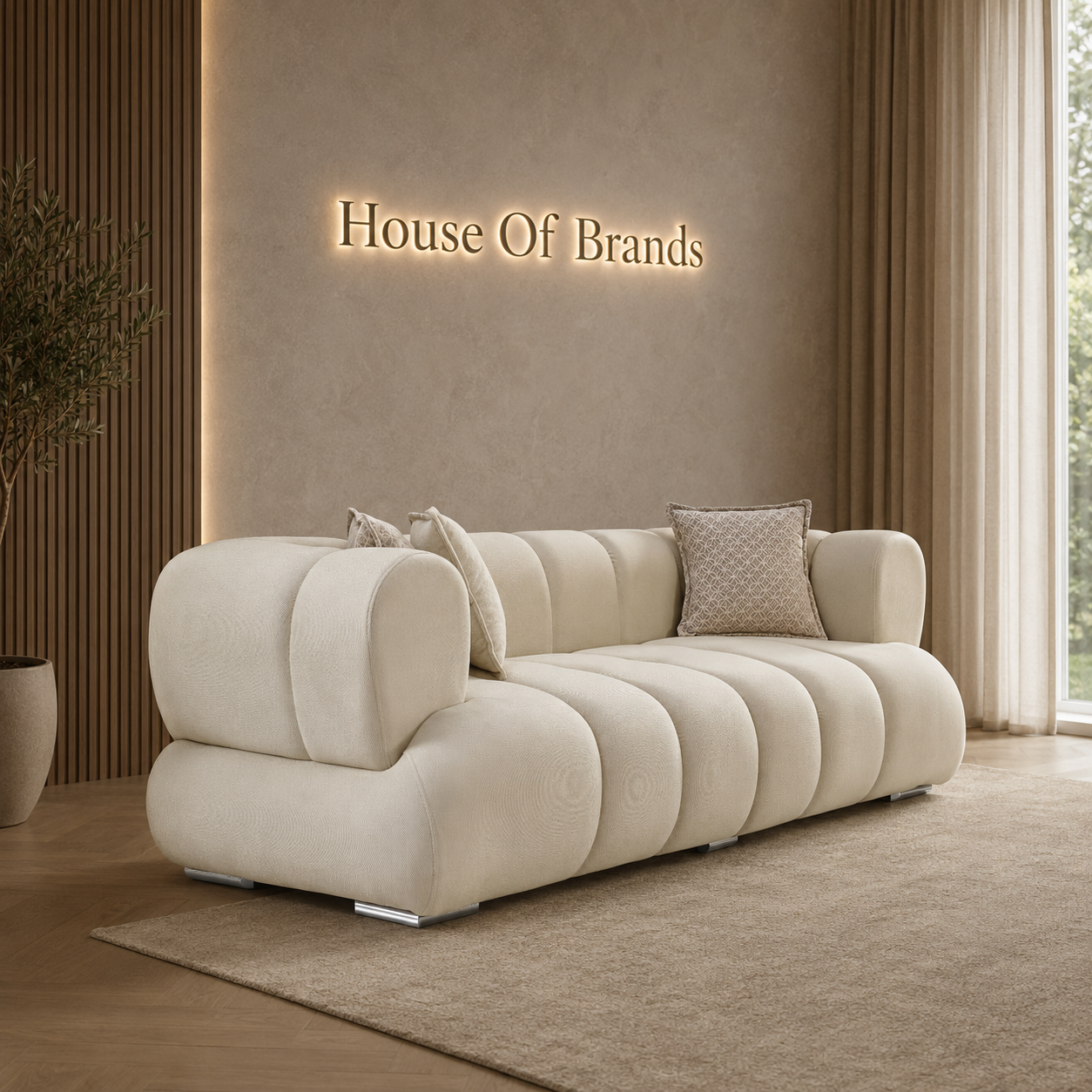 Arto Cloud Beige Bouclé Sofa Set