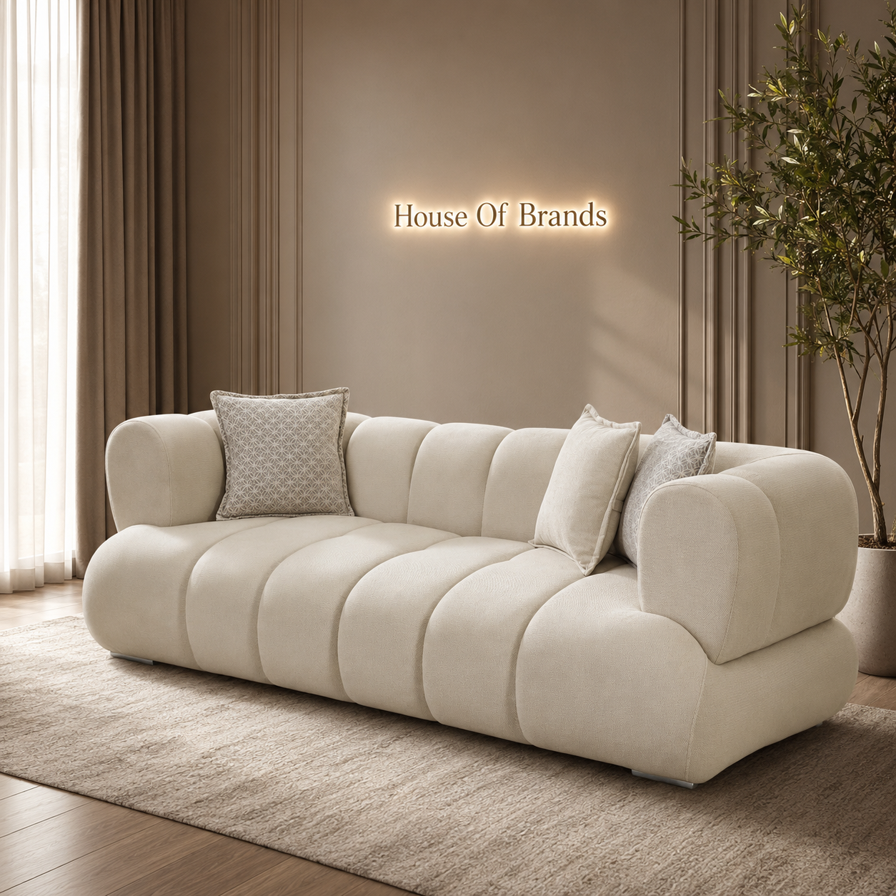 Arto Cloud Beige Bouclé Sofa Set