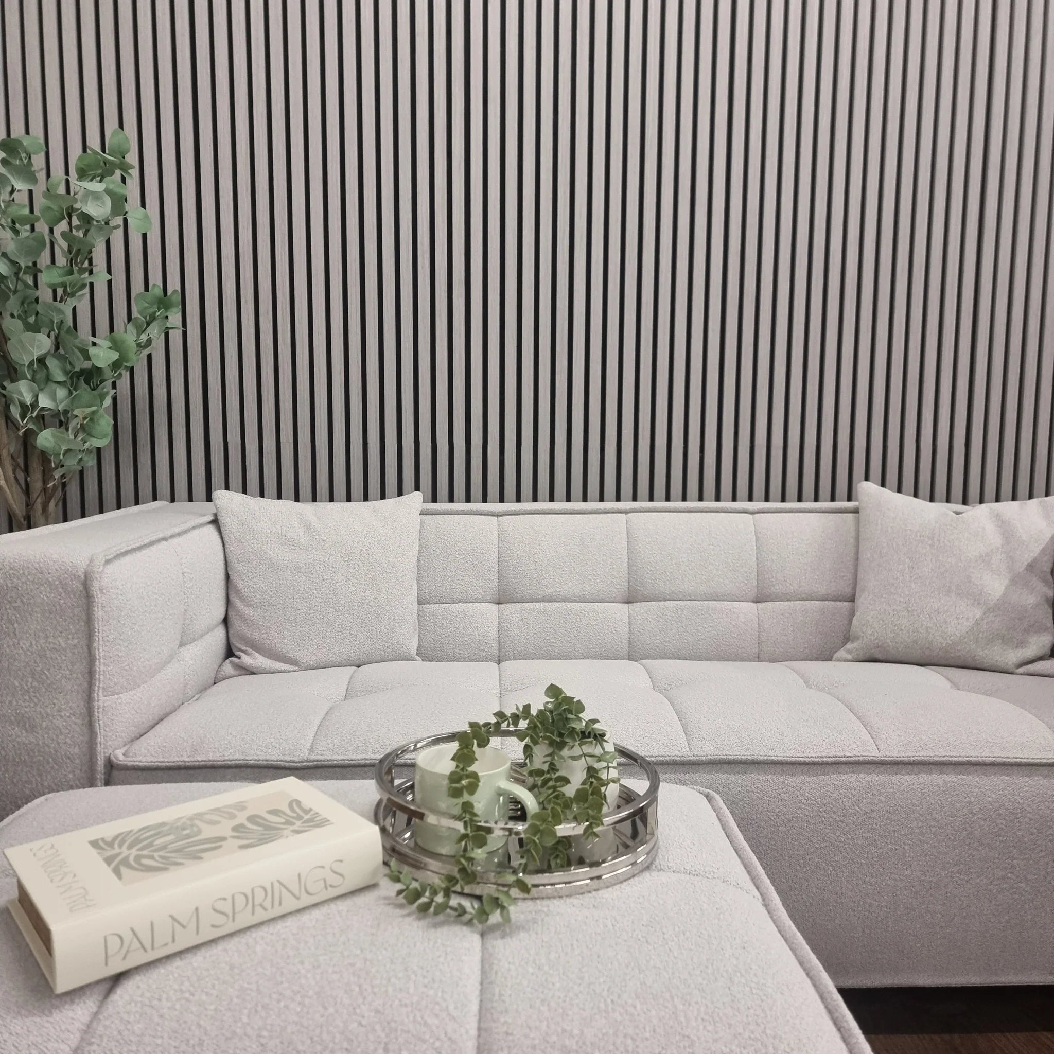 Ash Grey Real Wood Acoustic Slatted Wall Panels