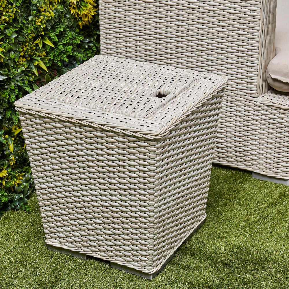 Asha Corner Rising Fire Pit Dining Set - Beige