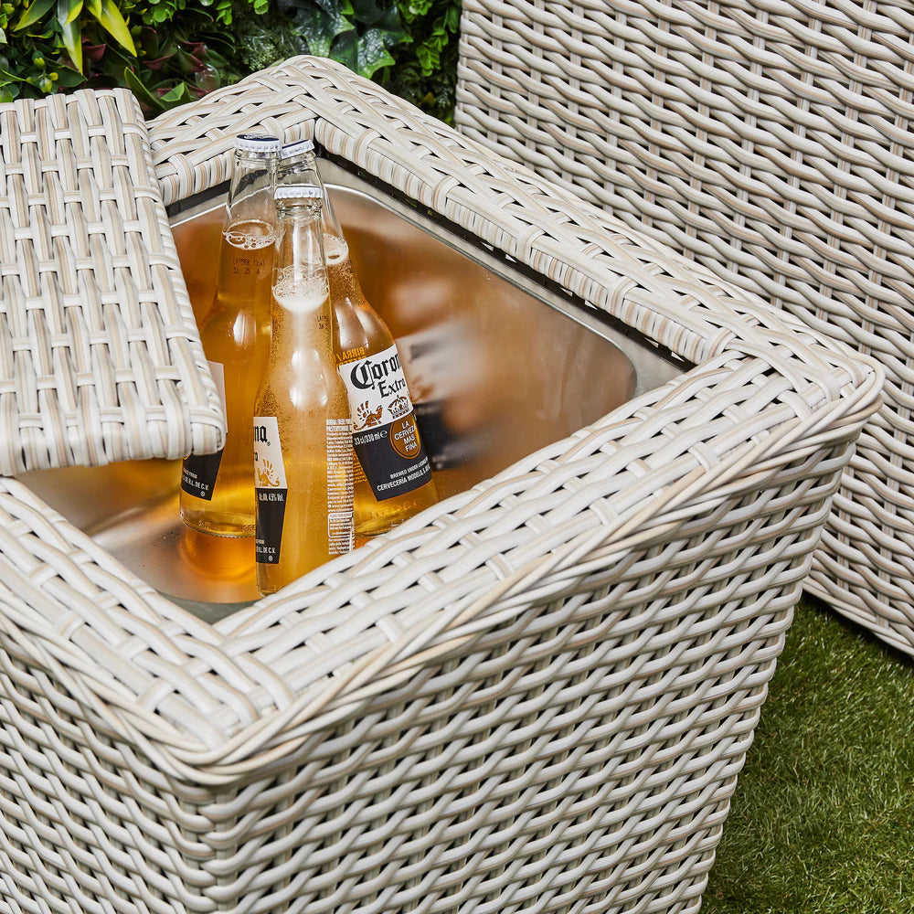 Asha Corner Rising Fire Pit Dining Set - Beige