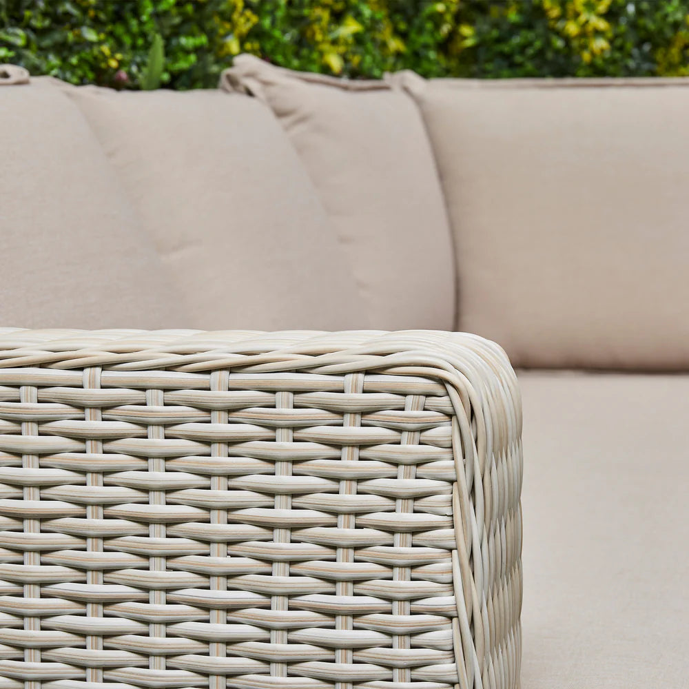 Asha Corner Rising Fire Pit Dining Set - Beige