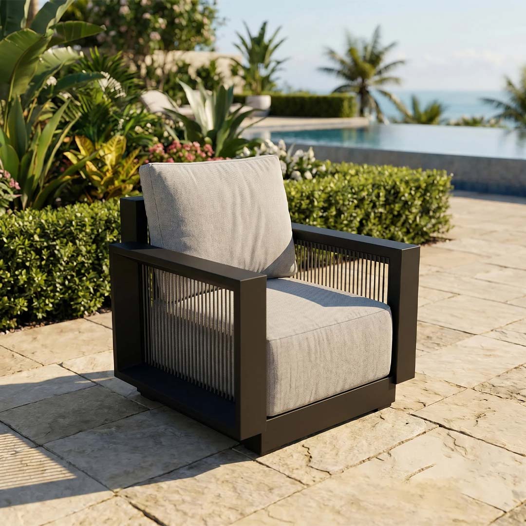 Astra 5 Seater Aluminium Garden Sofa Set - Black Outdoor Sofa