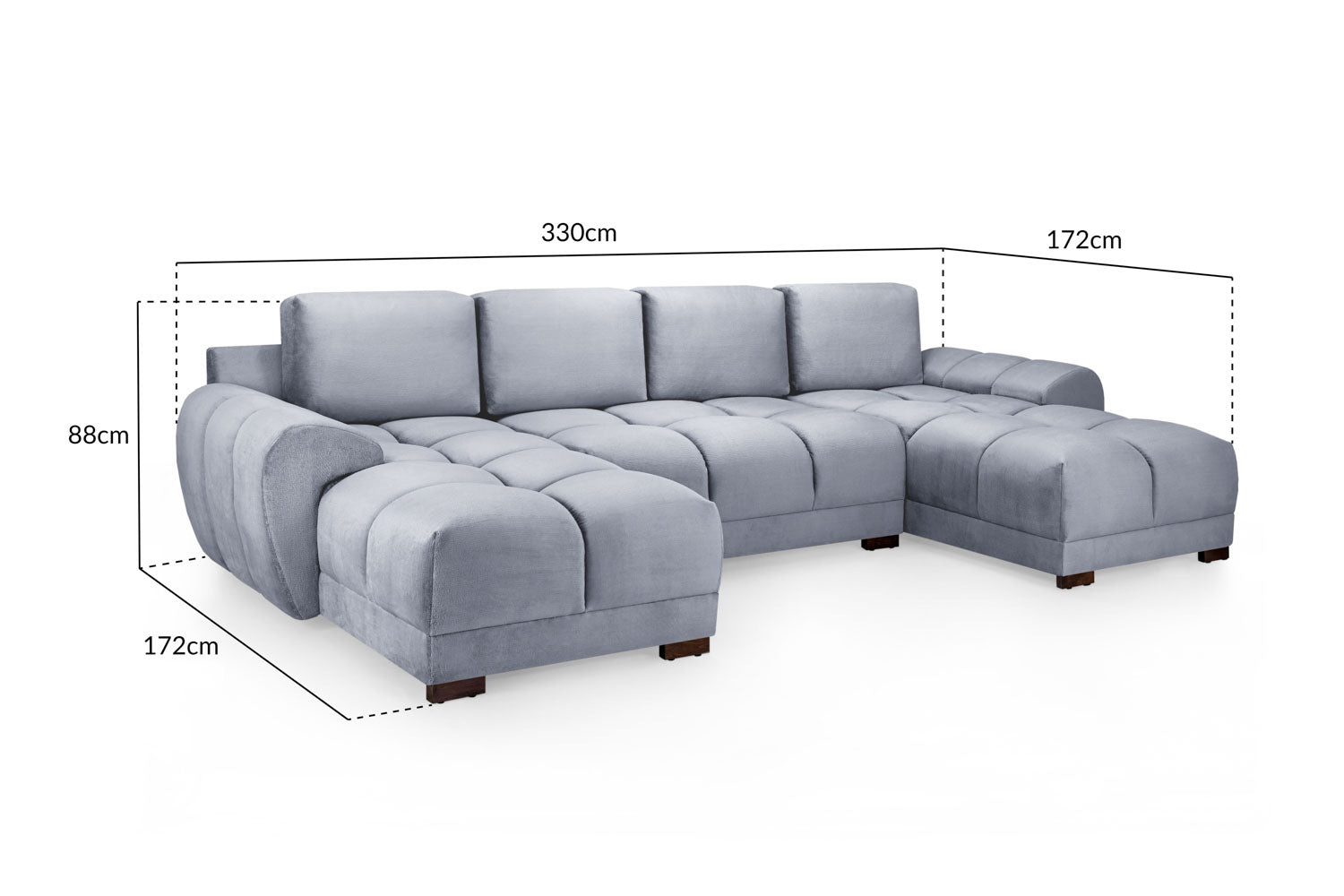 Azzuro U shape Corner Sofa with footstool