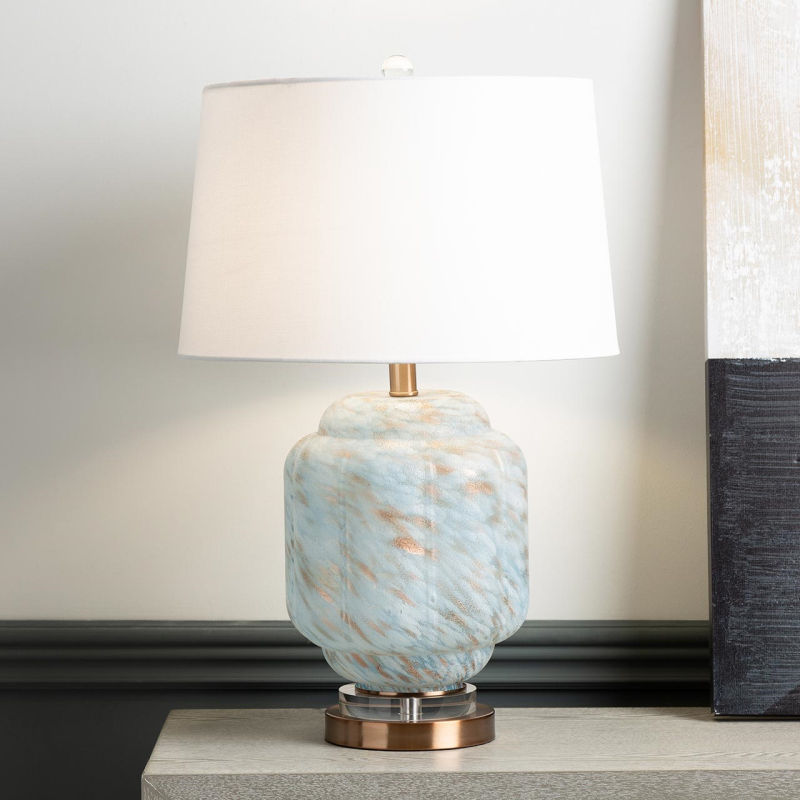 65cm Light Blue Glass Table Lamp