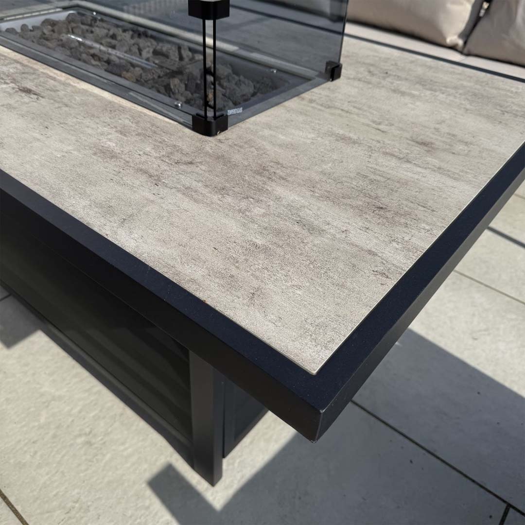 Sienna Aluminium Sofa Dining Set with Fire Pit - Beige