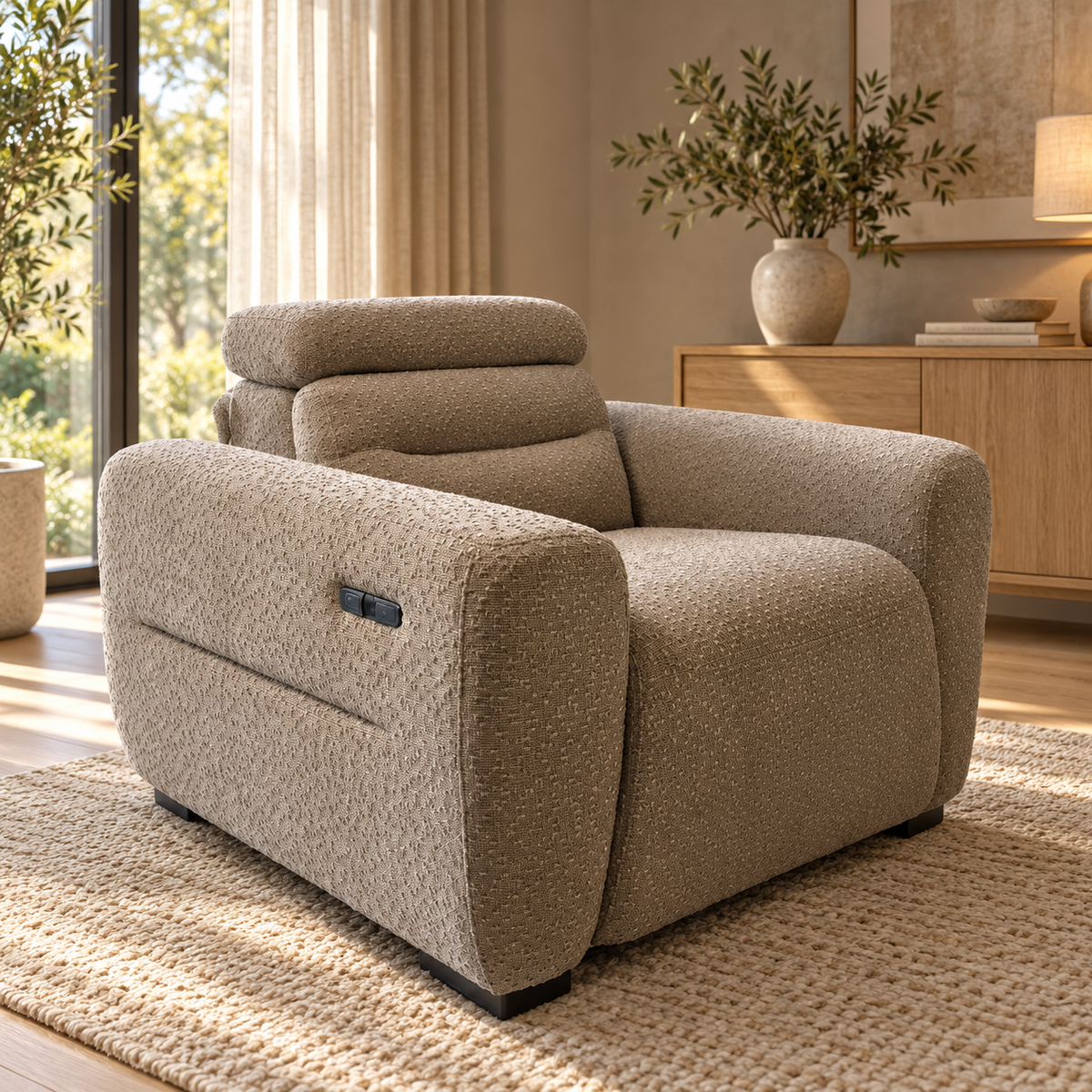 Tokyo Beige Electric Recliner Sofa Set