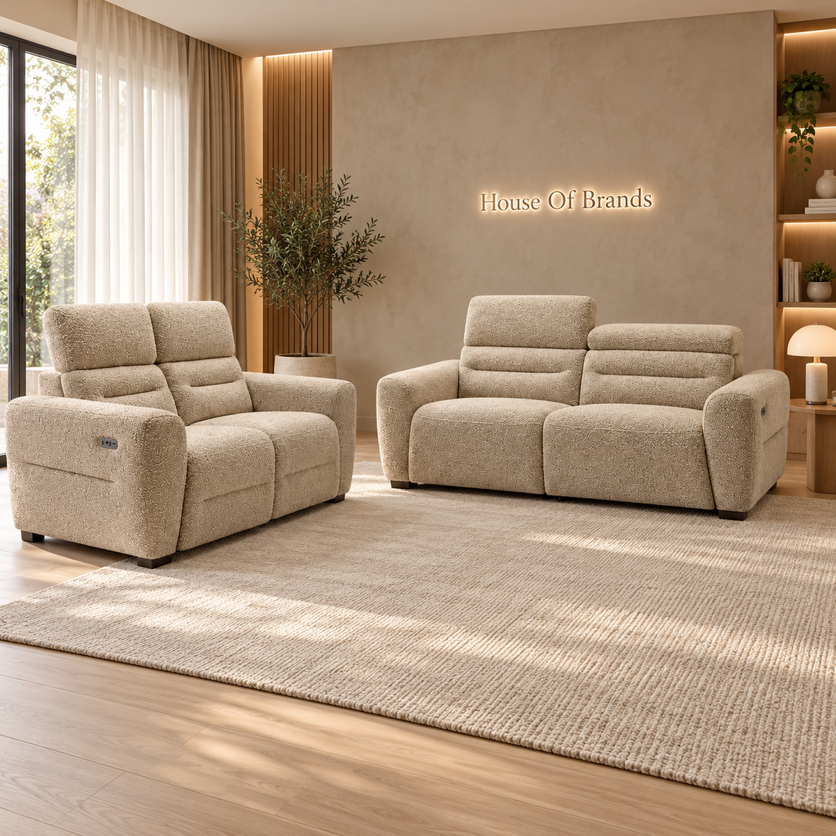Tokyo Beige Electric Recliner Sofa Set